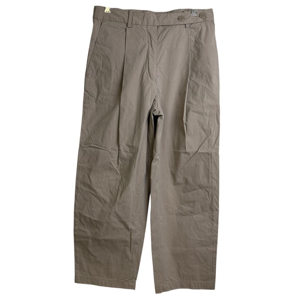 Baum Und Pfergarten Wide Leg Pants Womens 38 Khaki Pleated Relaxed Cotton Casual